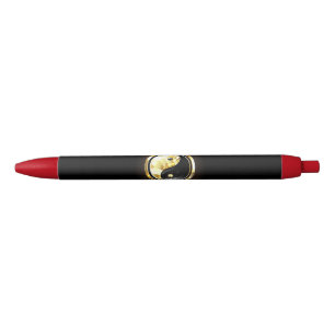 Gold Yin Yang on black Ink Pen