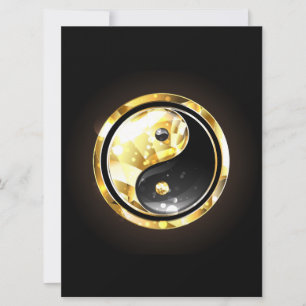 Gold Yin Yang on black Invitation