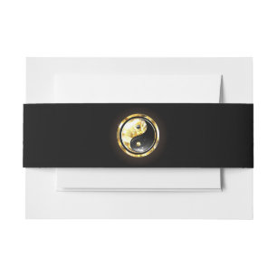 Gold Yin Yang on black Invitation Belly Band