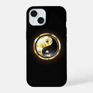 Gold Yin Yang on black iPhone 15 Case