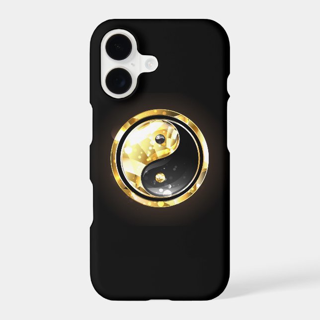 Gold Yin Yang on black iPhone Case (Back)