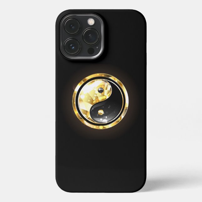 Gold Yin Yang on black iPhone Case (Back)