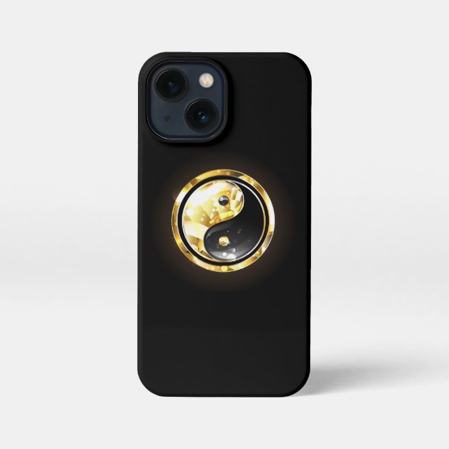 Gold Yin Yang on black iPhone Case (Back)