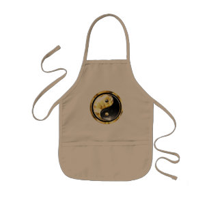 Gold Yin Yang on black Kids Apron