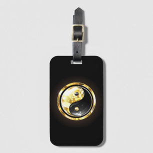 Gold Yin Yang on black Luggage Tag