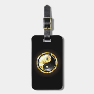 Gold Yin Yang on black Luggage Tag