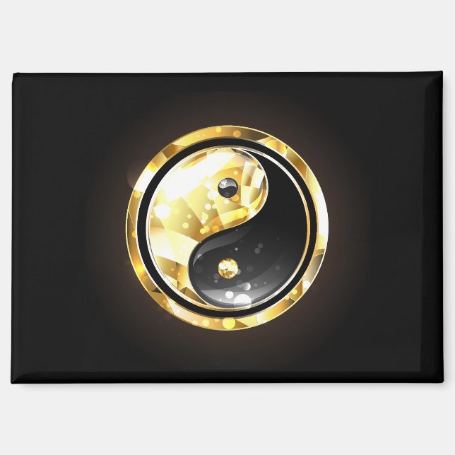 Gold Yin Yang on black Magnet (Front)