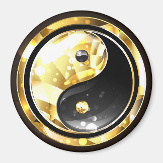 Gold Yin Yang on black Magnet