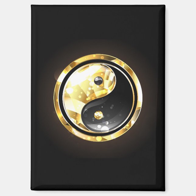Gold Yin Yang on black Magnet (Front)