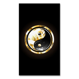 Gold Yin Yang on black Magnetic Business Card