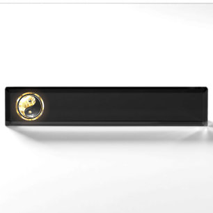 Gold Yin Yang on black Nameplate