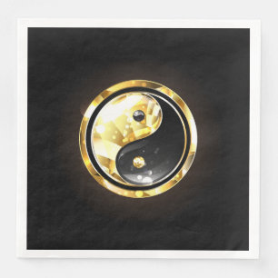 Gold Yin Yang on black Napkin