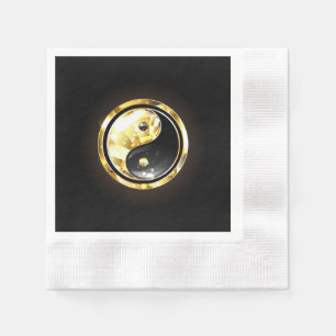 Gold Yin Yang on black Napkin