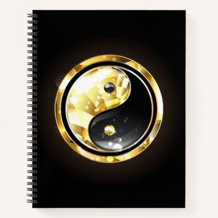 Gold Yin Yang on black Notebook