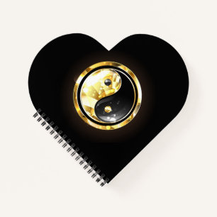 Gold Yin Yang on black Notebook