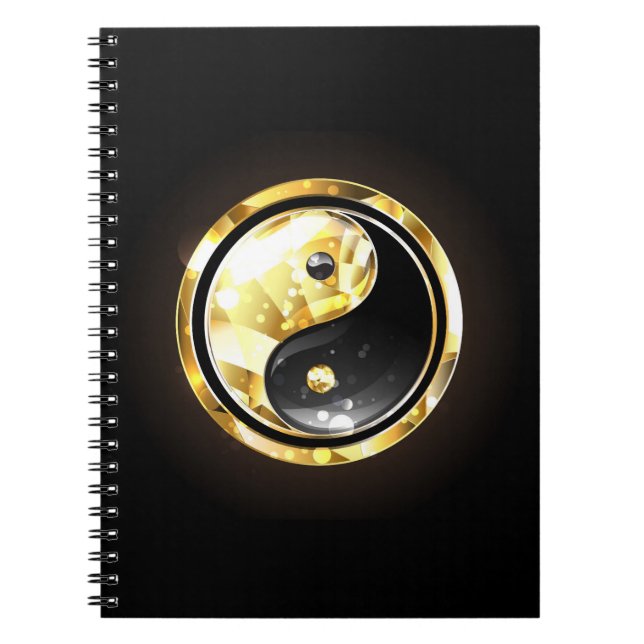 Gold Yin Yang on black Notebook (Front)