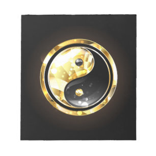 Gold Yin Yang on black Notepad