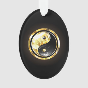 Gold Yin Yang on black Ornament