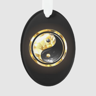 Gold Yin Yang on black Ornament
