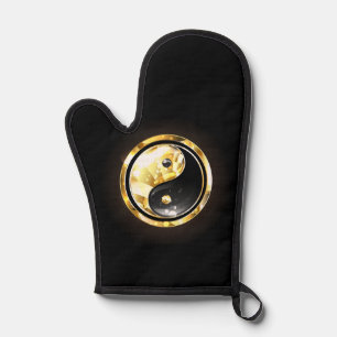 Gold Yin Yang on black Oven Mitt