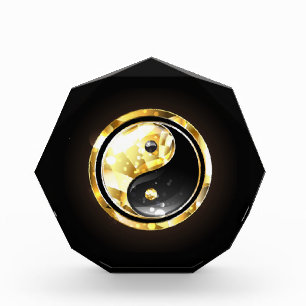 Gold Yin Yang on black Photo Block