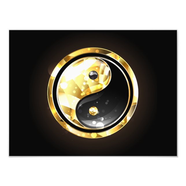 Gold Yin Yang on black Photo Print (Front)