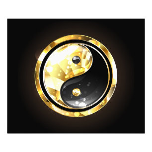 Gold Yin Yang on black Photo Print
