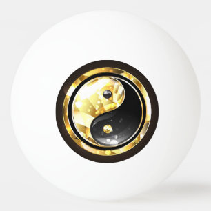 Gold Yin Yang on black Ping Pong Ball