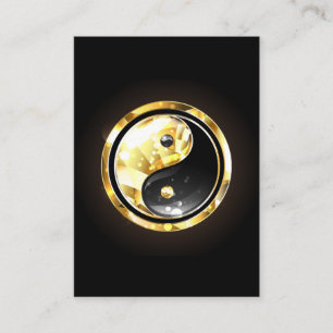 Gold Yin Yang on black Place Card