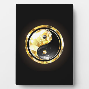 Gold Yin Yang on black Plaque