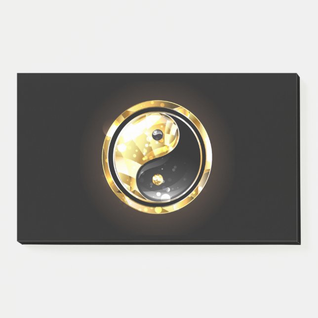 Gold Yin Yang on black Post-it Notes (Front)
