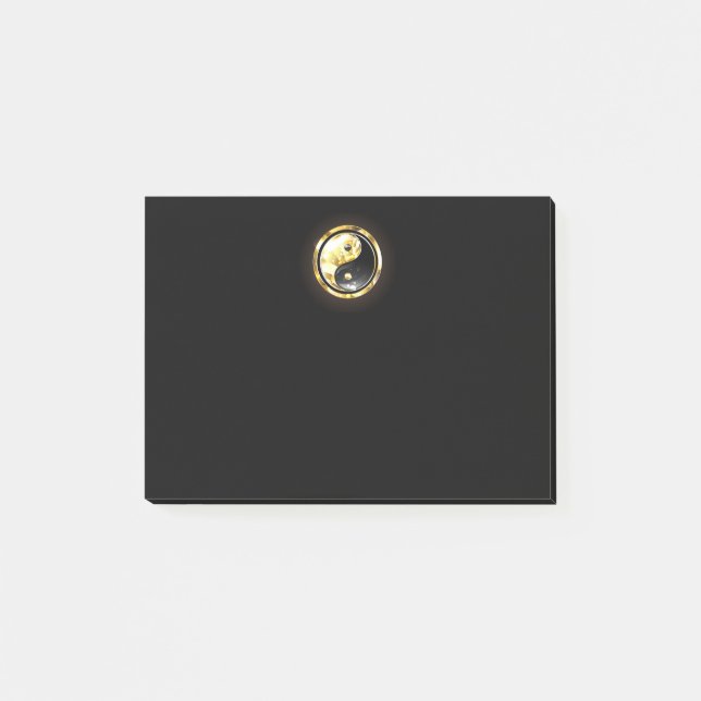 Gold Yin Yang on black Post-it Notes (Front)