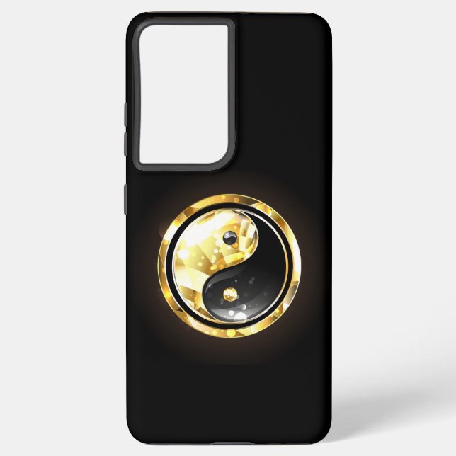 Gold Yin Yang on black Samsung Galaxy S21 Ultra Case (Back)