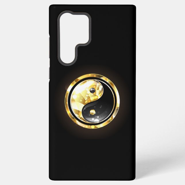 Gold Yin Yang on black Samsung Galaxy S22 Ultra Case (Back)