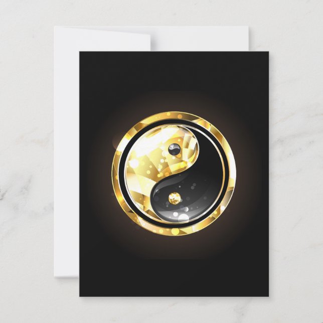 Gold Yin Yang on black Save The Date (Front)