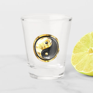 Gold Yin Yang on black Shot Glass