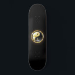 Gold Yin Yang on black Skateboard<br><div class="desc">Jewellery,  gold and black yin yang symbol on a black background. Gold yin yang.</div>