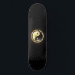 Gold Yin Yang on black Skateboard<br><div class="desc">Jewellery,  gold and black yin yang symbol on a black background. Gold yin yang.</div>