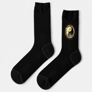 Gold Yin Yang on black Socks