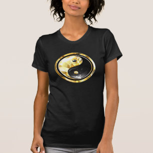 Gold Yin Yang on black T-Shirt