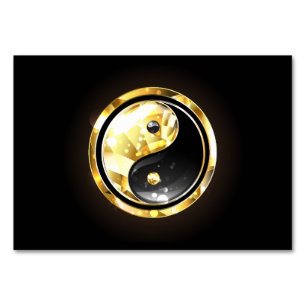 Gold Yin Yang on black Table Number