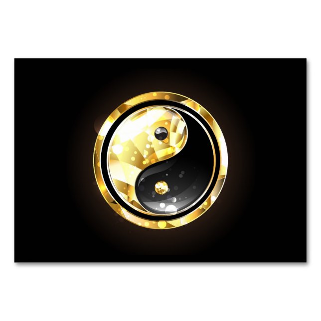 Gold Yin Yang on black Table Number (Front)