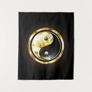 Gold Yin Yang on black Tapestry