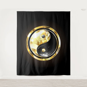 Gold Yin Yang on black Tapestry