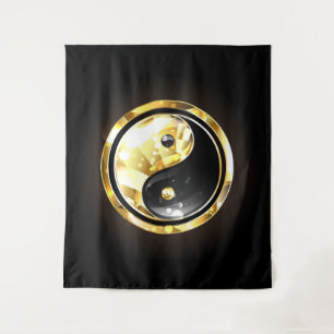 Gold Yin Yang on black Tapestry