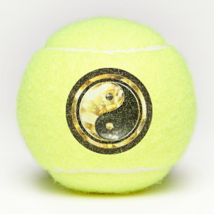 Gold Yin Yang on black Tennis Balls