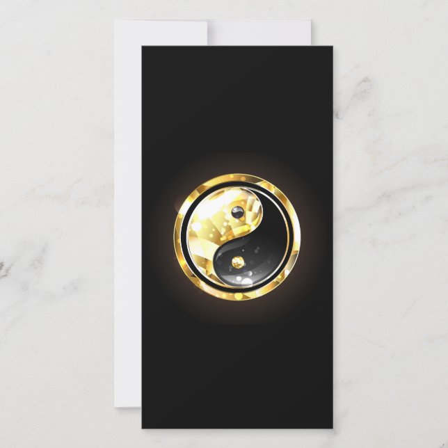 Gold Yin Yang on black Thank You Card (Front)