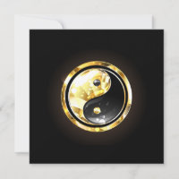 Gold Yin Yang on black
