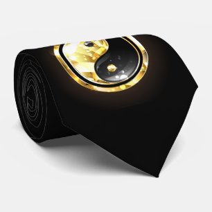 Gold Yin Yang on black Tie