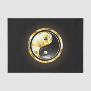 Gold Yin Yang on black Tissue Paper